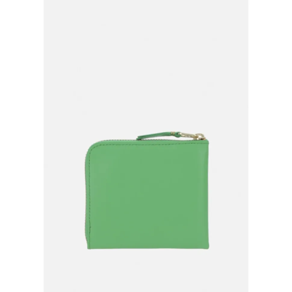 Portefeuille en cuir vert avec détails dorés
