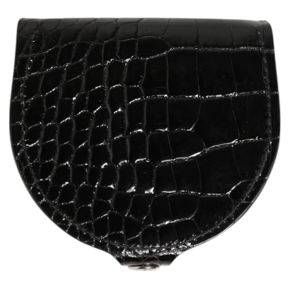 Porte-monnaie en Cuir de Crocodile Noir