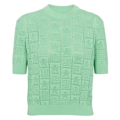 Pull en maille ajourée à monogramme