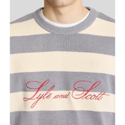 Pull en maille avec broderie script rayée