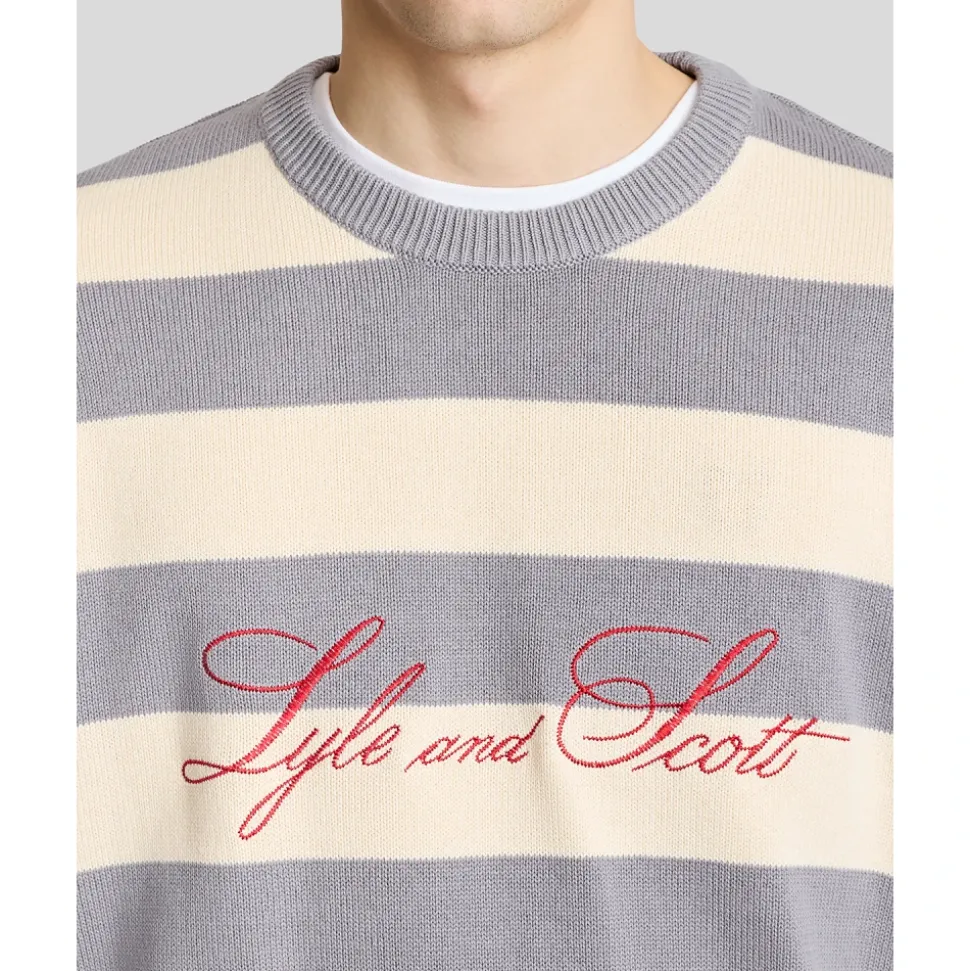 Pull en maille avec broderie script rayée