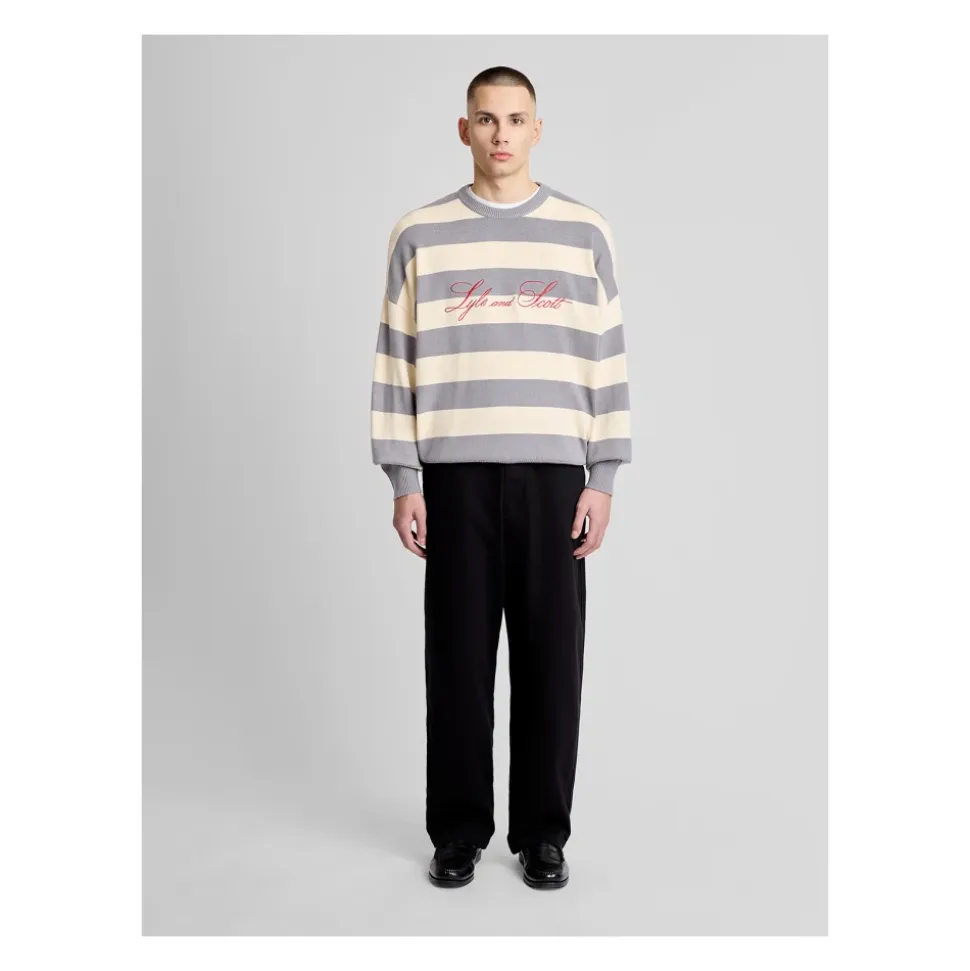 Pull en maille avec broderie script rayée