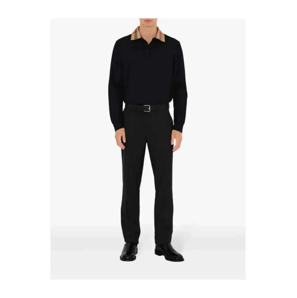 Pull Noir en Piqué à Boutons