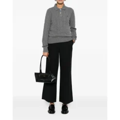 Pull Polo en Laine et Cachemire à Motifs Câblés