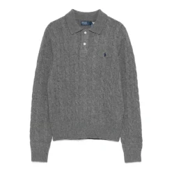 Pull Polo en Laine et Cachemire à Motifs Câblés