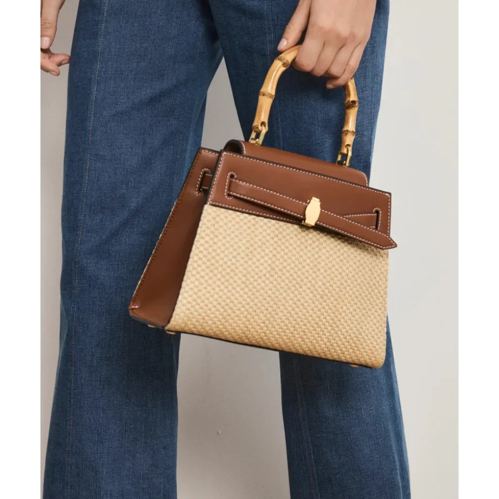 Raffia Dash Top Handle Bag