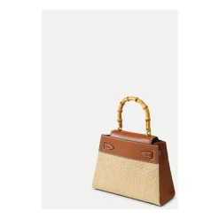 Raffia Dash Top Handle Bag