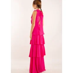 Robe à appliques fleuries FUXIA