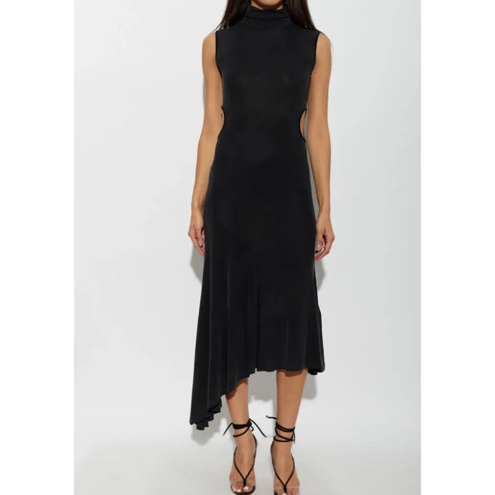 Robe asymétrique à col montant