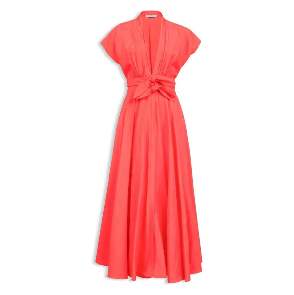 Robe ceinturée en lin mélangé