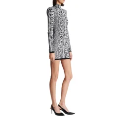 Robe Courte en Tricot Texturé Peau de Serpent