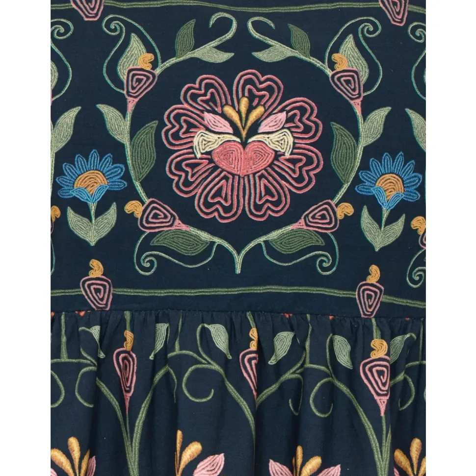 Robe Courte Jardin Fleuri Brodé