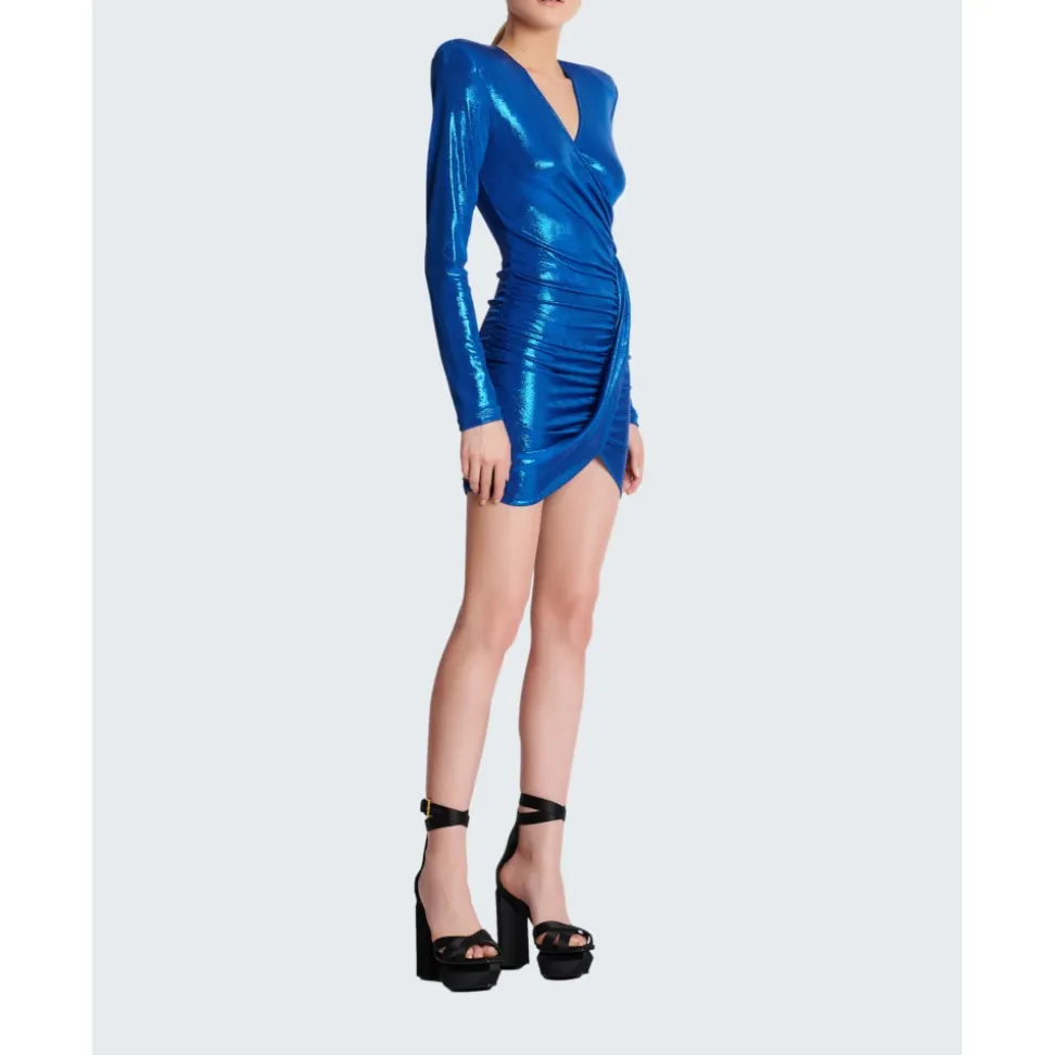 Robe drapée en jersey lamé