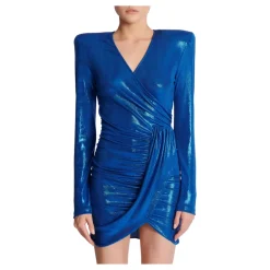 Robe drapée en jersey lamé