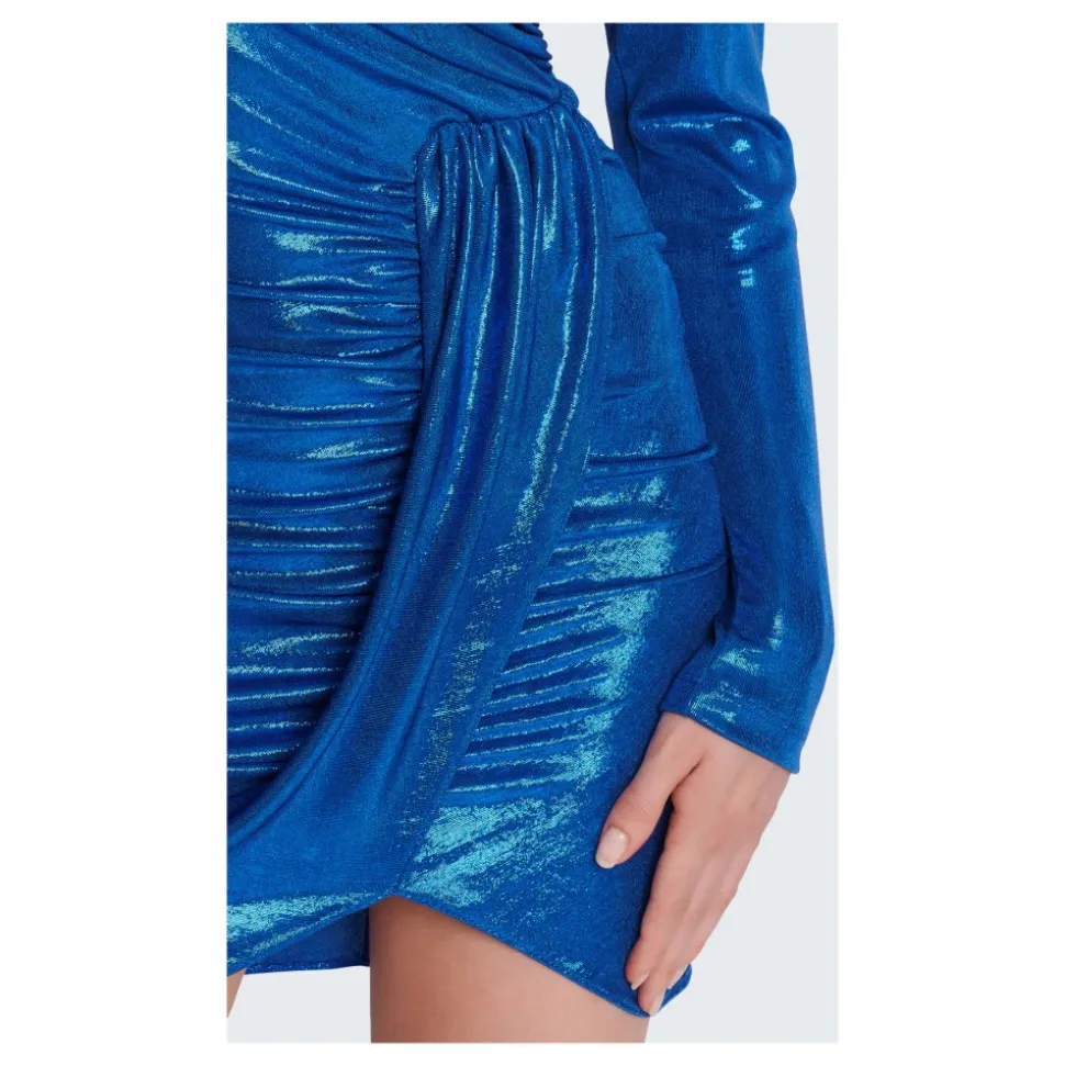 Robe drapée en jersey lamé