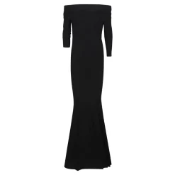 Robe longue à manches 3/4, col bénitier, style fishtail