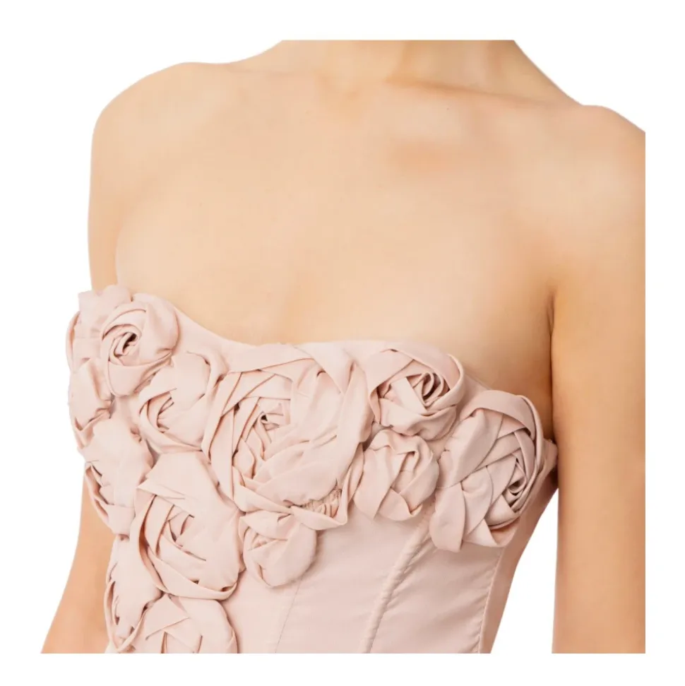 Robe Midi Rose Brodée de Roses