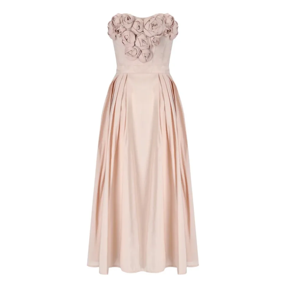 Robe Midi Rose Brodée de Roses