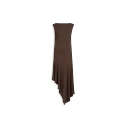 Robe mi-longue asymétrique en crêpe-jersey