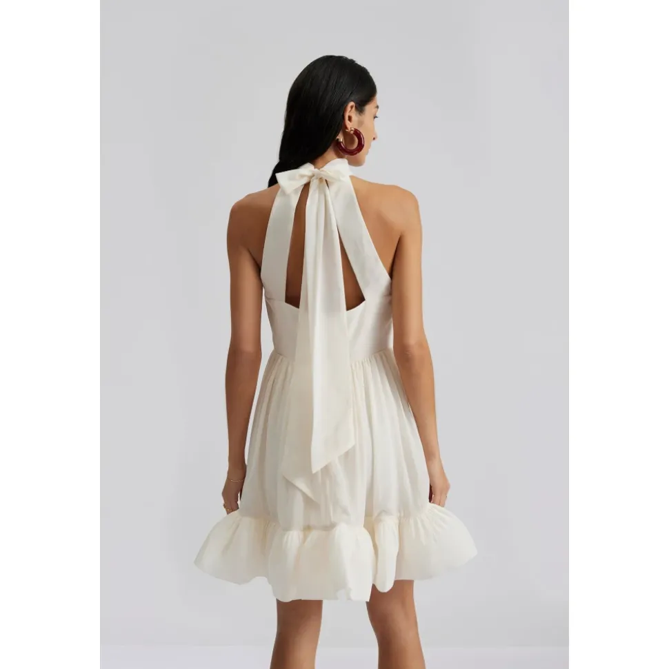 Robe Mini Blanche à Volants