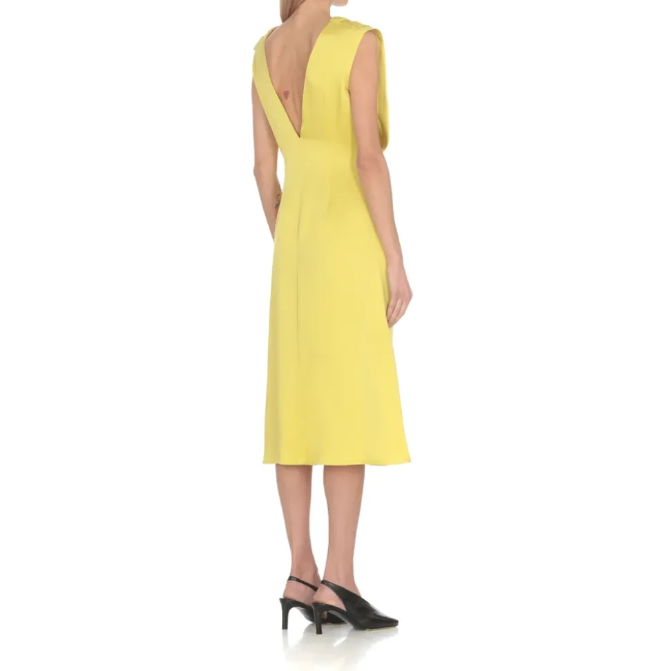 Robe Verte Sans Manches Drapée
