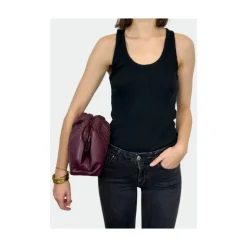 Sac à bandoulière en cuir tressé Bordeaux