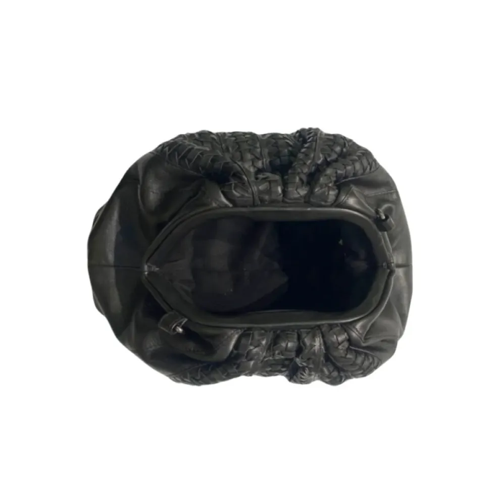 Sac Bandoulière en Cuir Tressé Noir