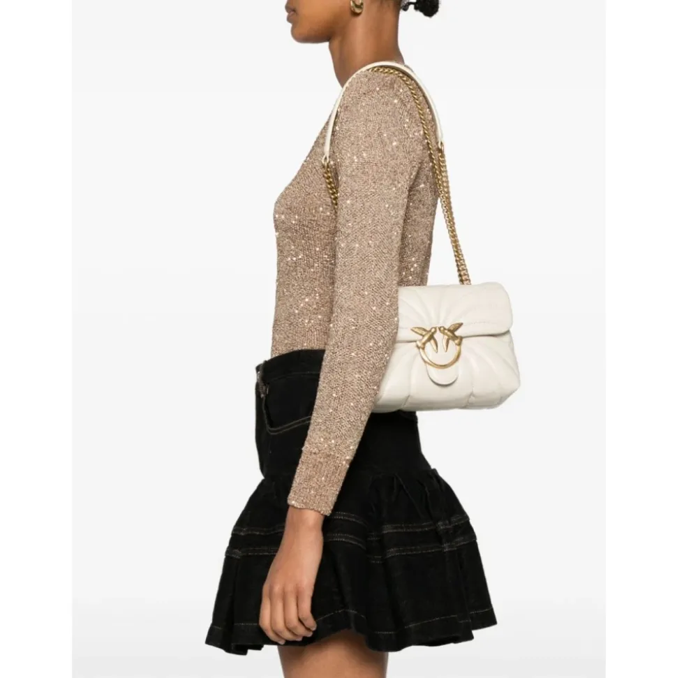 Sac à bandoulière matelassé en cuir avec chaîne