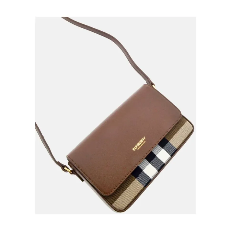 Sac Compact House Check Marron