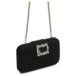 Sac de soirée noir en tissu avec une fermeture bijou