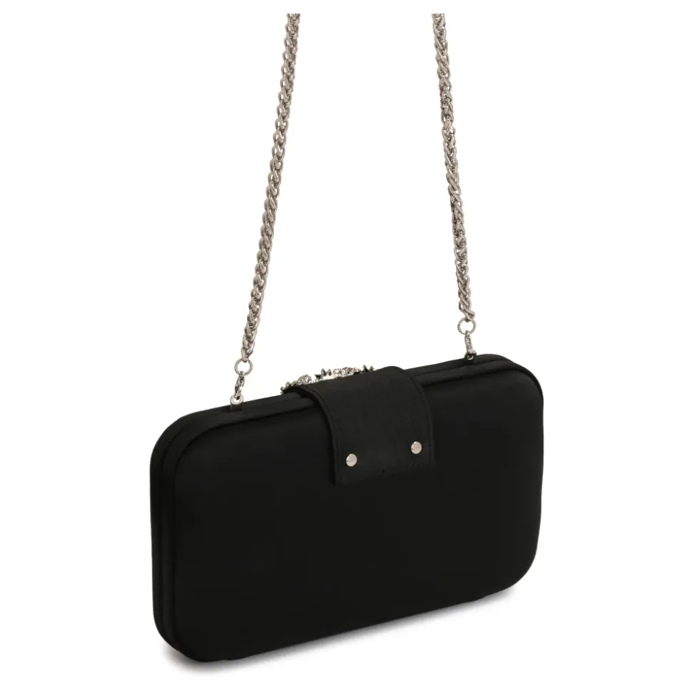 Sac de soirée noir en tissu avec une fermeture bijou