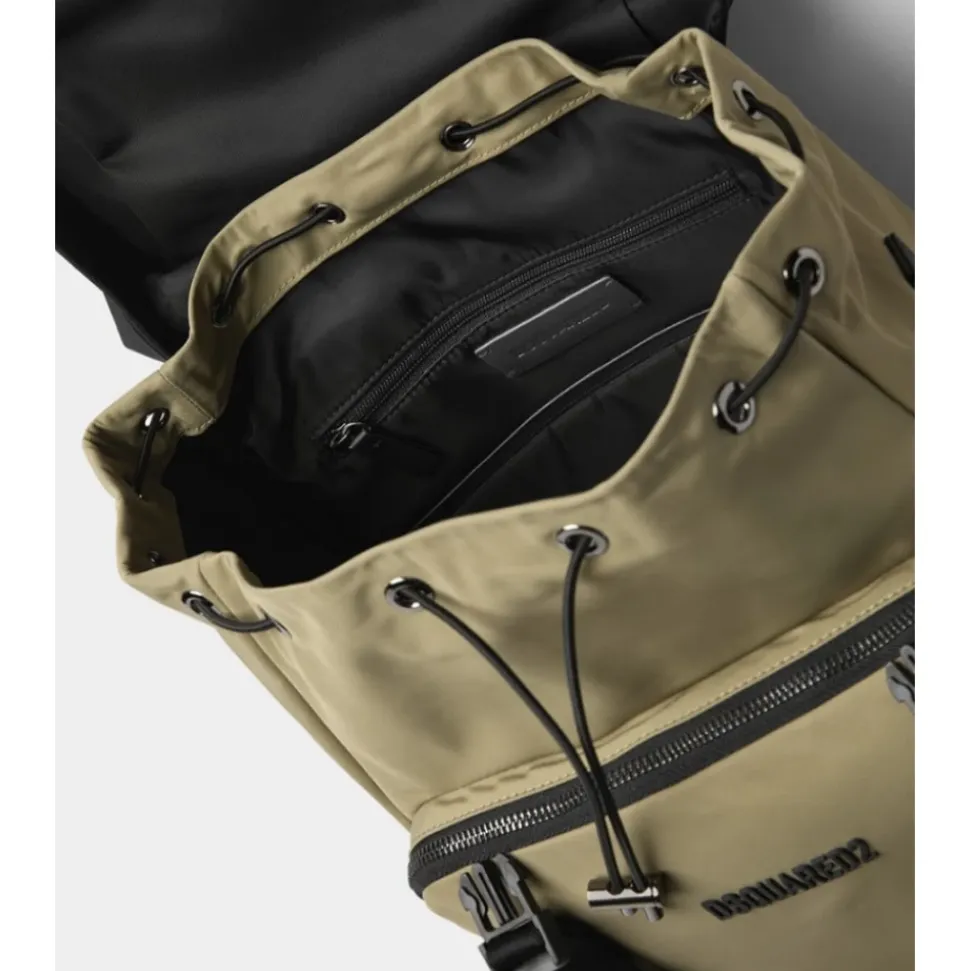 Sac à dos bicolore avec cordon de serrage ajustable et poches zippées