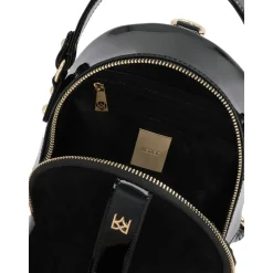 Sac à dos compact en daim et cuir verni
