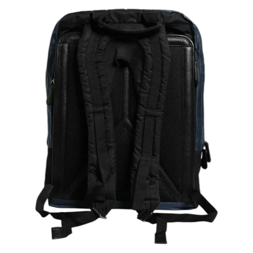 Sac à dos en nylon avec doublure léopard noir bleu