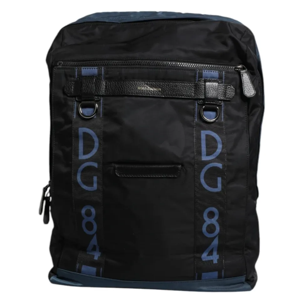 Sac à dos en nylon avec doublure léopard noir bleu