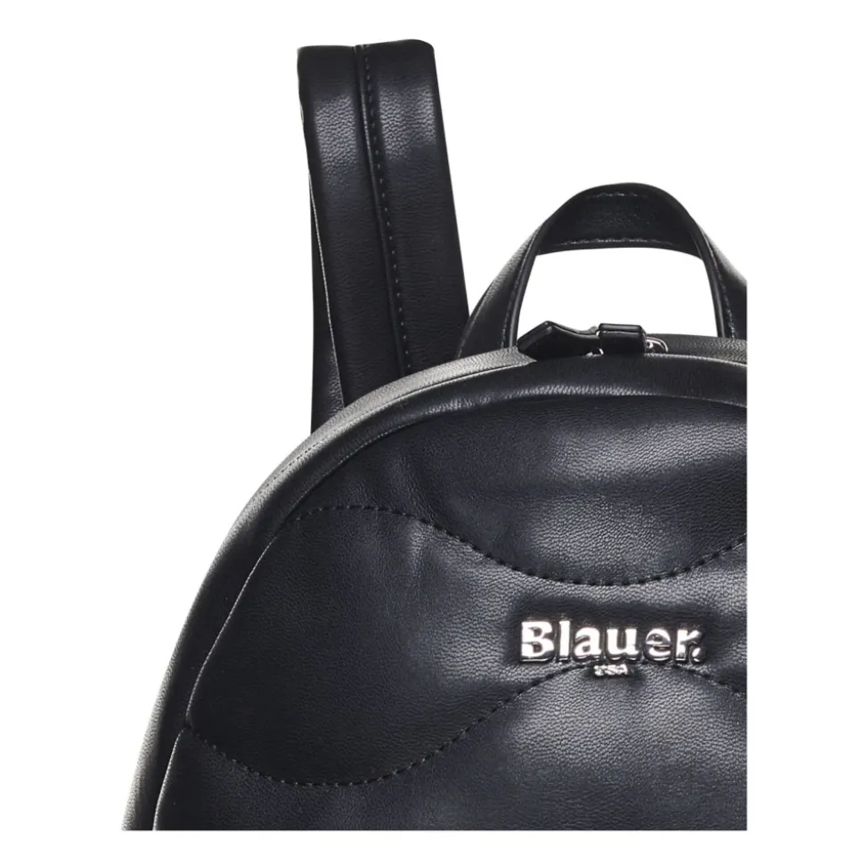 Sac à Dos Noir Matelassé Vague en Similicuir