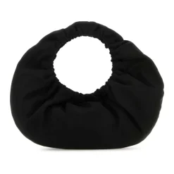 Sac à Main Demi-Lune en Tissu Noir