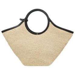Sac ouvert en raphia avec poignées en cuir