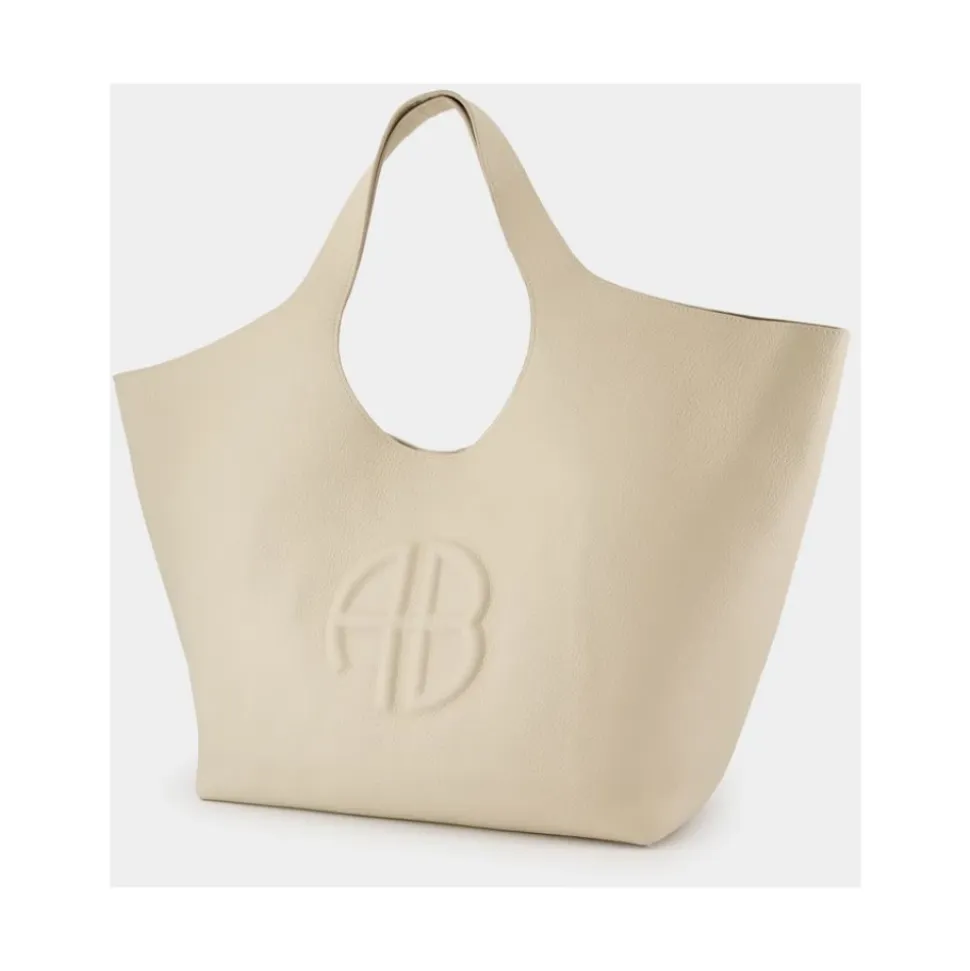 Sac Shopper en Cuir Beige