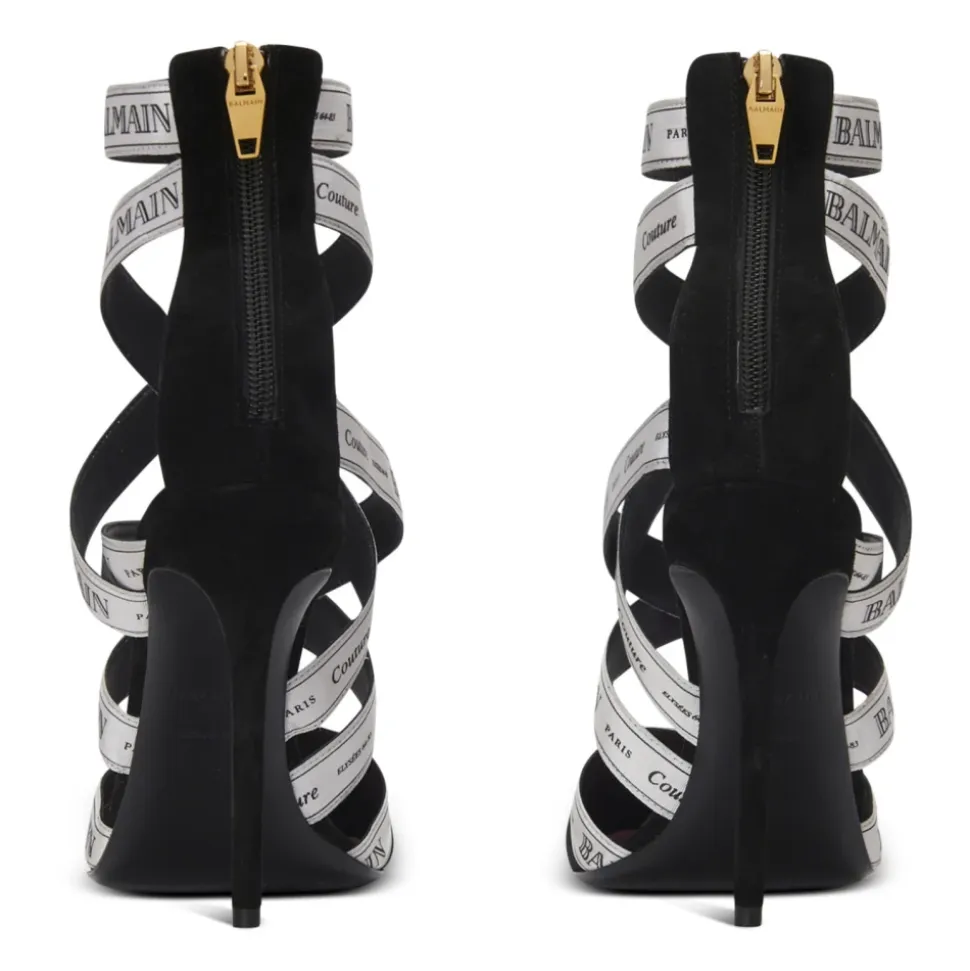 Sandales Couture en cuir suédé à motif Ruban