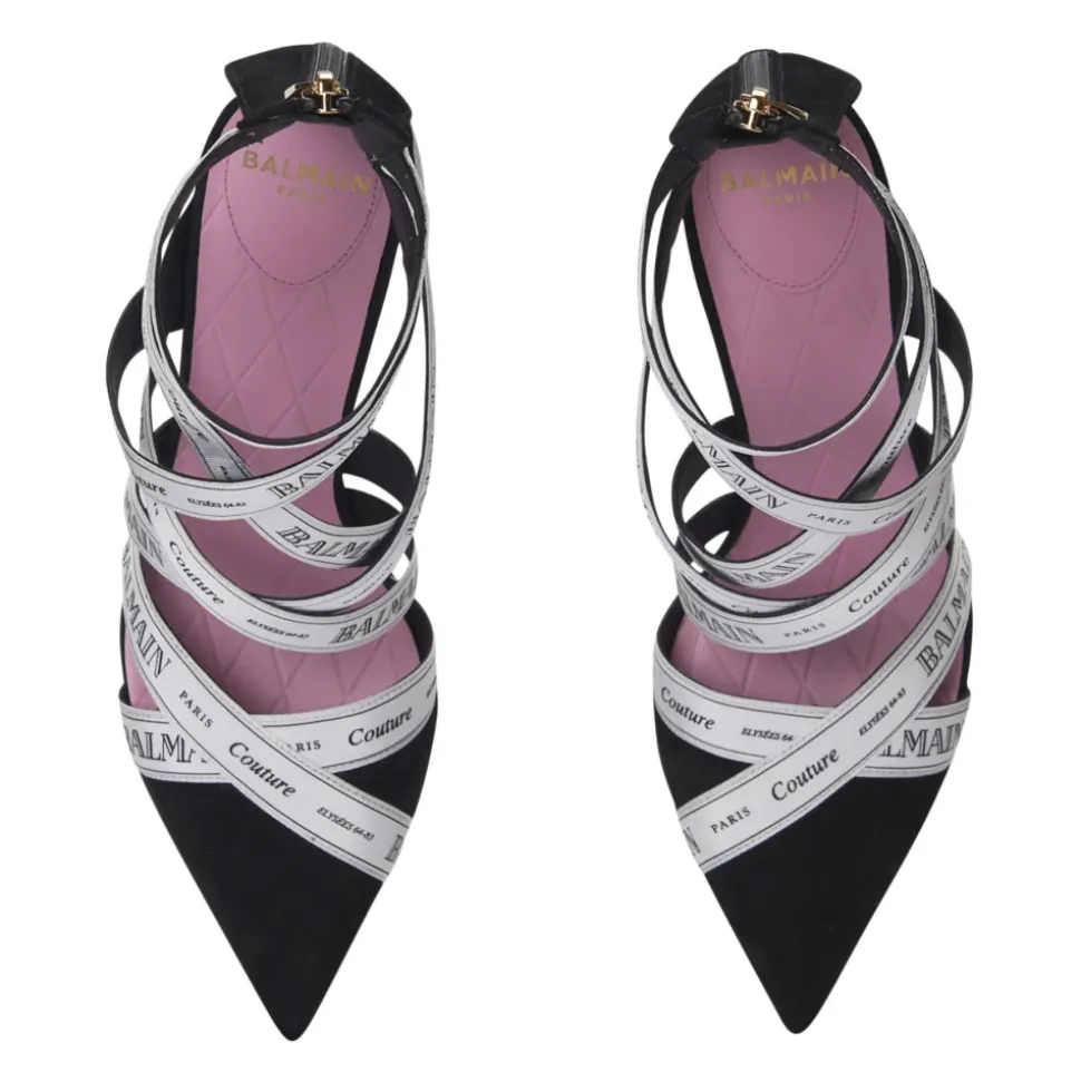 Sandales Couture en cuir suédé à motif Ruban