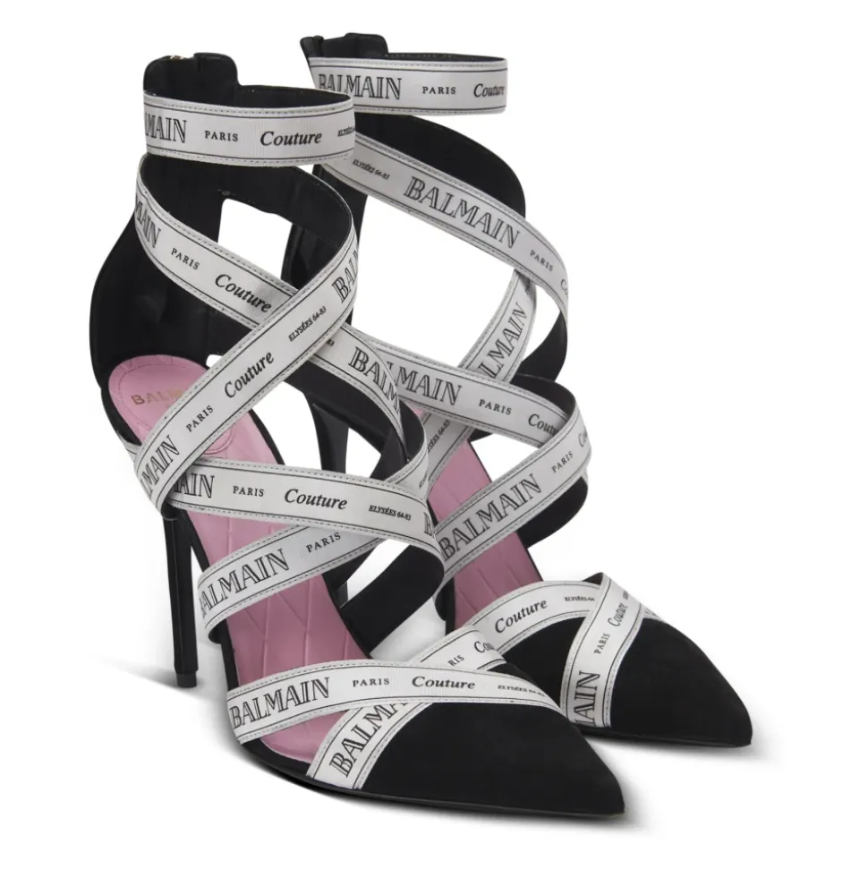 Sandales Couture en cuir suédé à motif Ruban