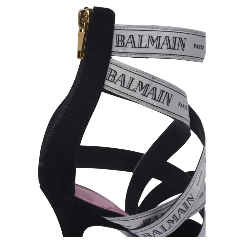 Sandales Couture en cuir suédé à motif Ruban