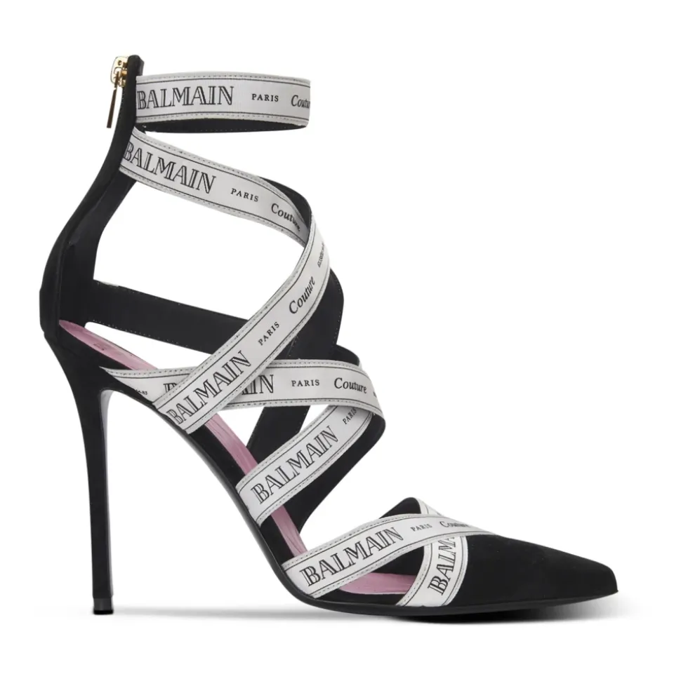 Sandales Couture en cuir suédé à motif Ruban