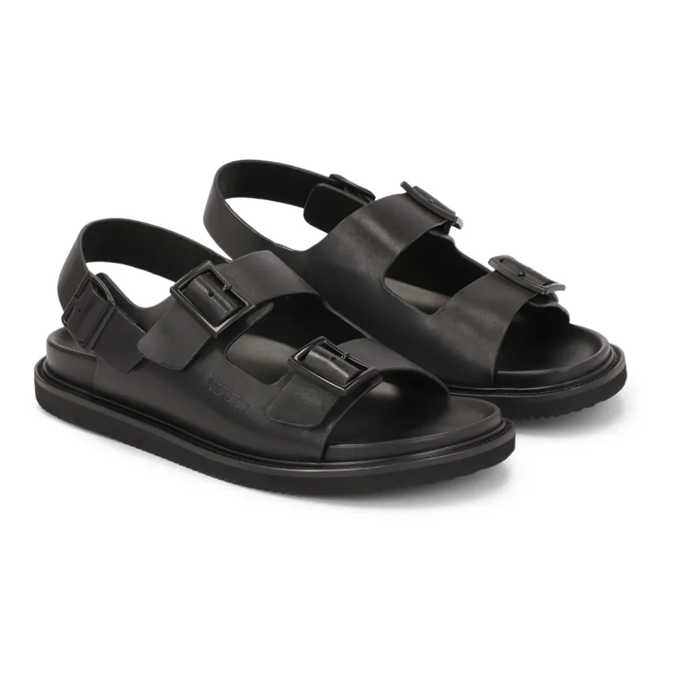 Sandales en cuir avec boucle métallique