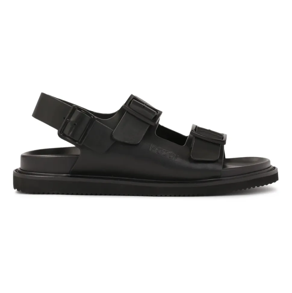 Sandales en cuir avec boucle métallique