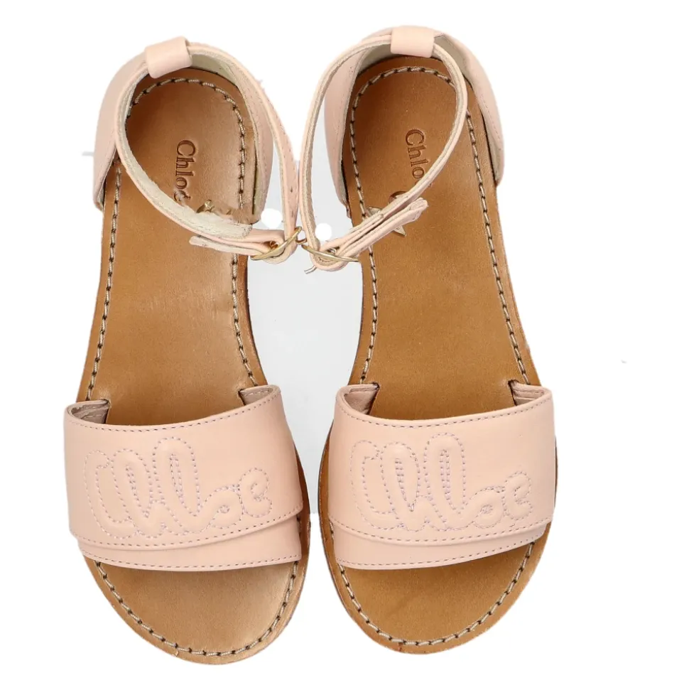 Sandales en cuir avec logo brodé