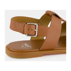 Sandales en Cuir Cuoio avec Détail Métallique