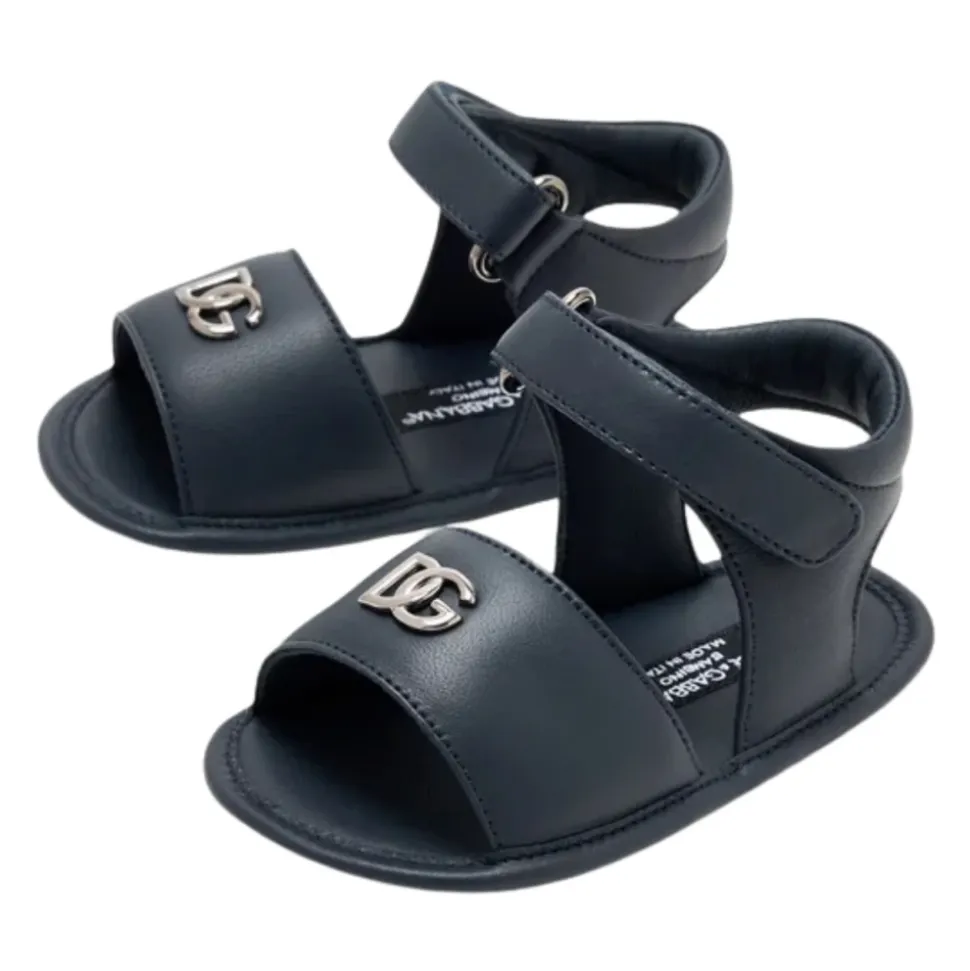 Sandales en cuir d'agneau Nappa avec logo métallique 3D