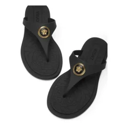 Sandales noires avec motif Medusa
